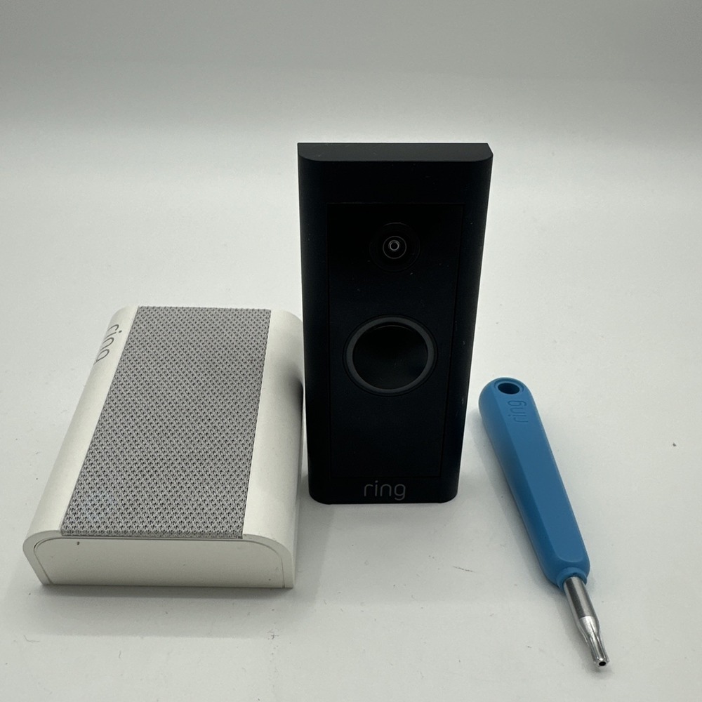 Ring Video Recording Doorbell Wired Camera Black WiFi Compatible 5AT3T5 w/ Chime